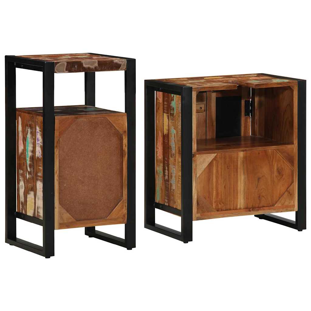 Set di mobili per il bagno 2 pcs Legno Recuperato Massello | homemem39