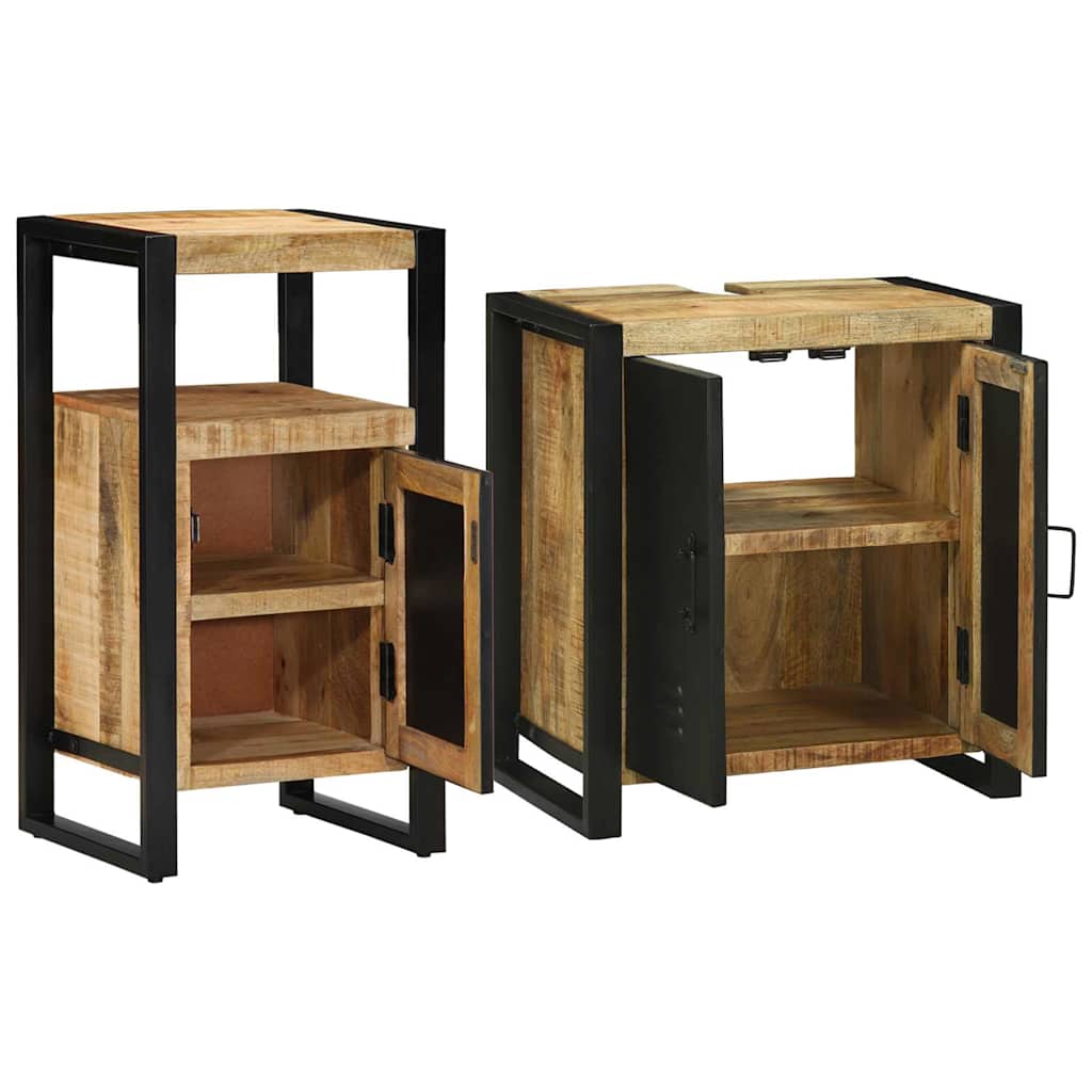 Set di mobili per il bagno 2 pcs Legno di mango massello | homemem39