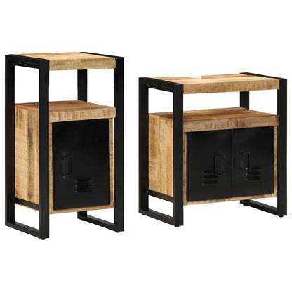 Set di mobili per il bagno 2 pcs Legno di mango grezzo e solido | homemem39