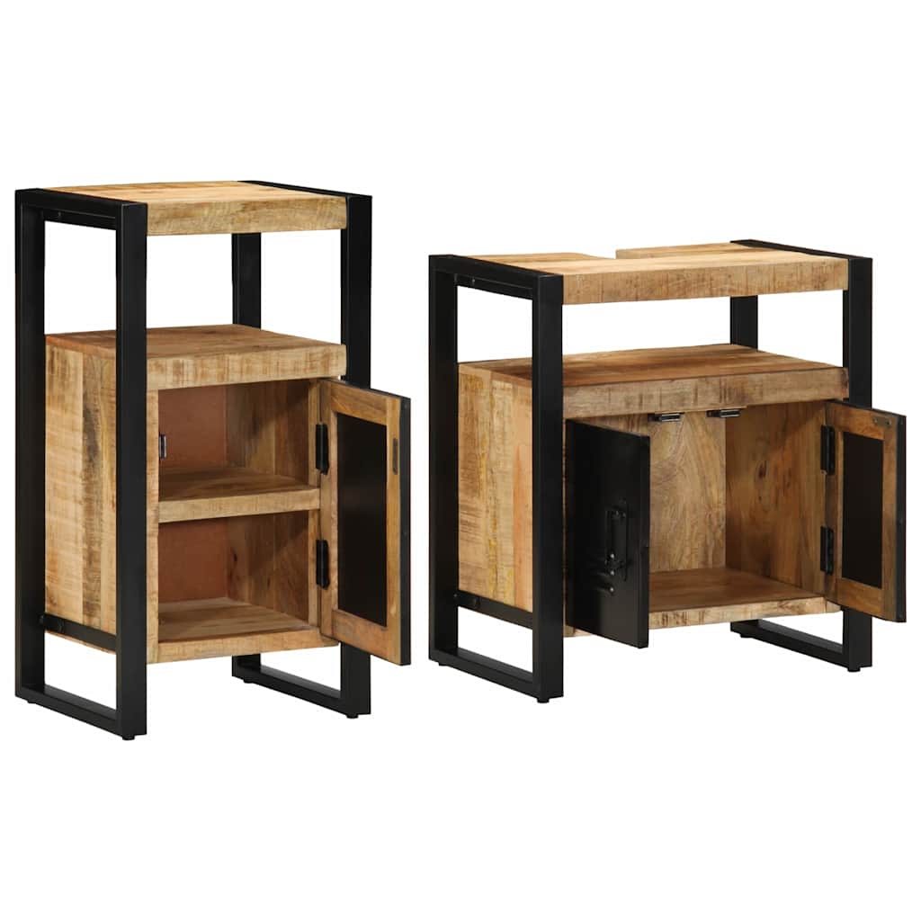 Set di mobili per il bagno 2 pcs Legno di mango grezzo e solido | homemem39