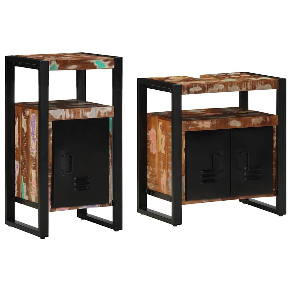 Set di mobili per il bagno 2 pcs Legno massello riciclato | homemem39