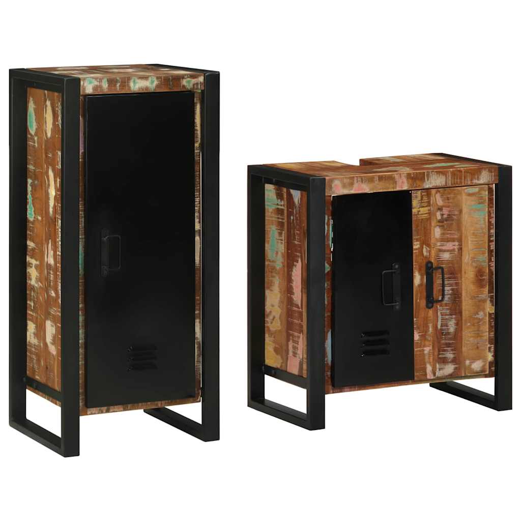 Set di mobili per il bagno 2 pcs Legno Recuperato Massello | homemem39