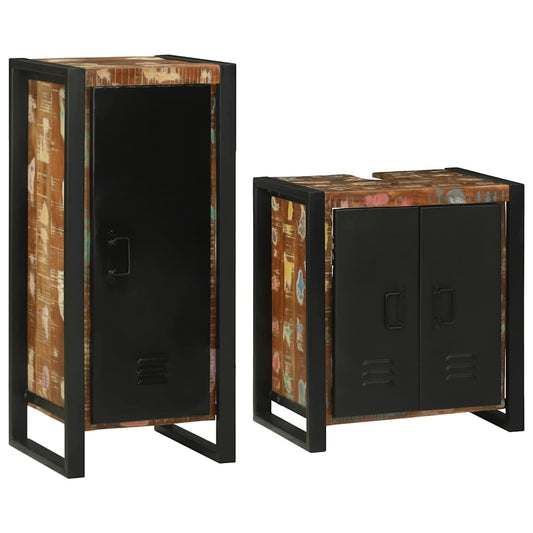 Set di mobili per il bagno 2 pcs Legno massello riciclato | homemem39