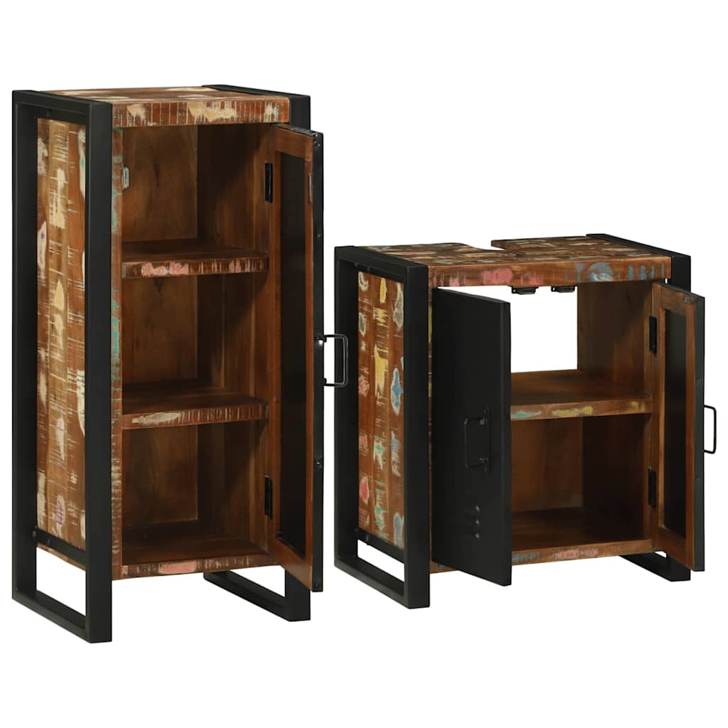 Set di mobili per il bagno 2 pcs Legno massello riciclato | homemem39