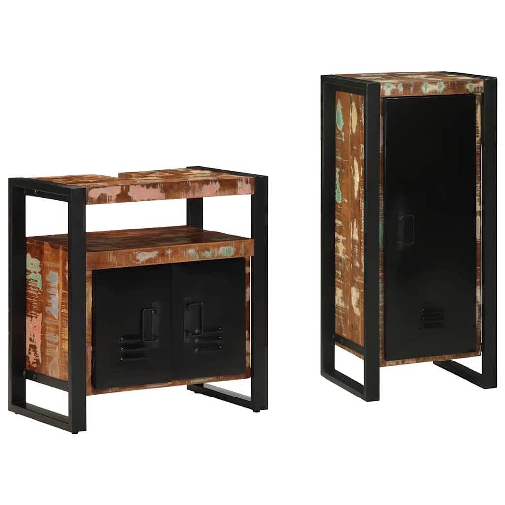 Set di mobili per il bagno 2 pcs Legno Recuperato Massello | homemem39