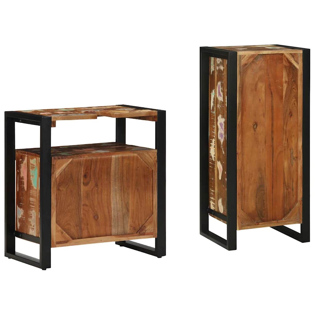 Set di mobili per il bagno 2 pcs Legno Recuperato Massello | homemem39
