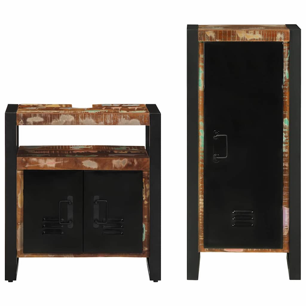 Set di mobili per il bagno 2 pcs Legno Recuperato Massello | homemem39