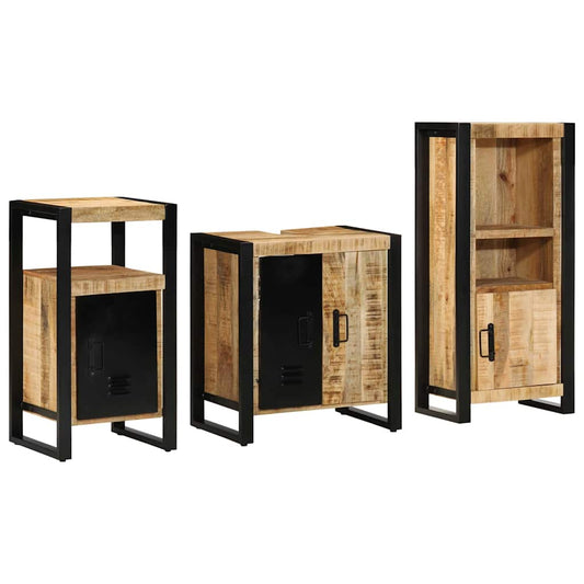 Set di mobili per il bagno 3 pz Marrone e Nero