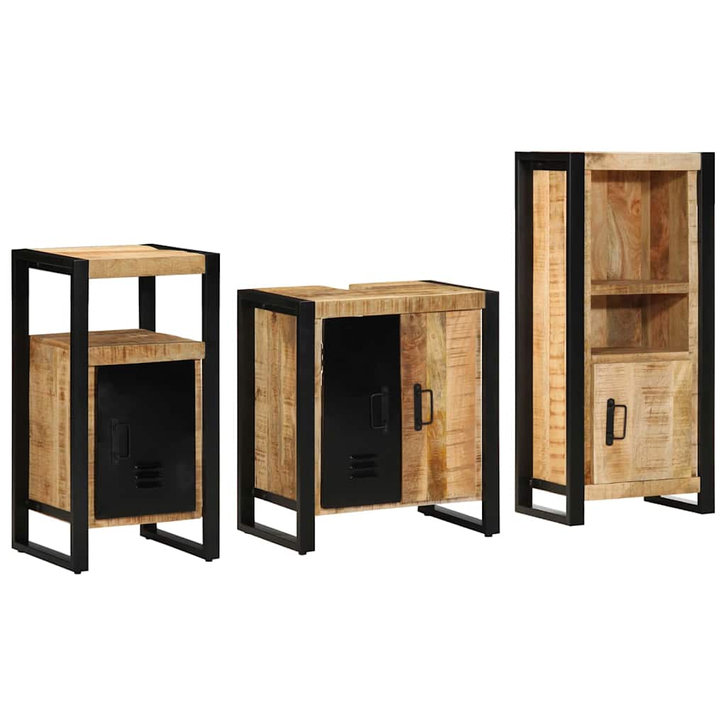 Set di mobili per il bagno 3 pz Marrone e Nero