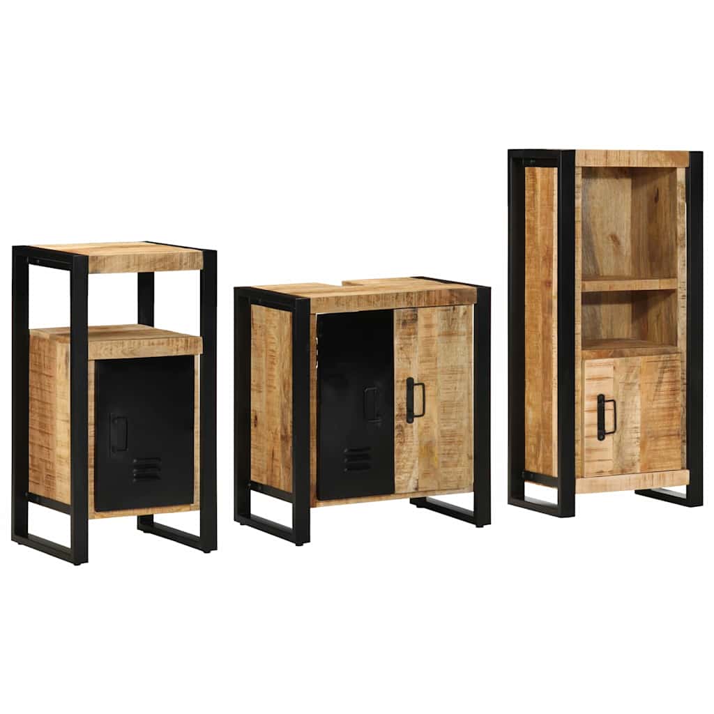 Set di mobili per il bagno 3 pz Marrone e Nero