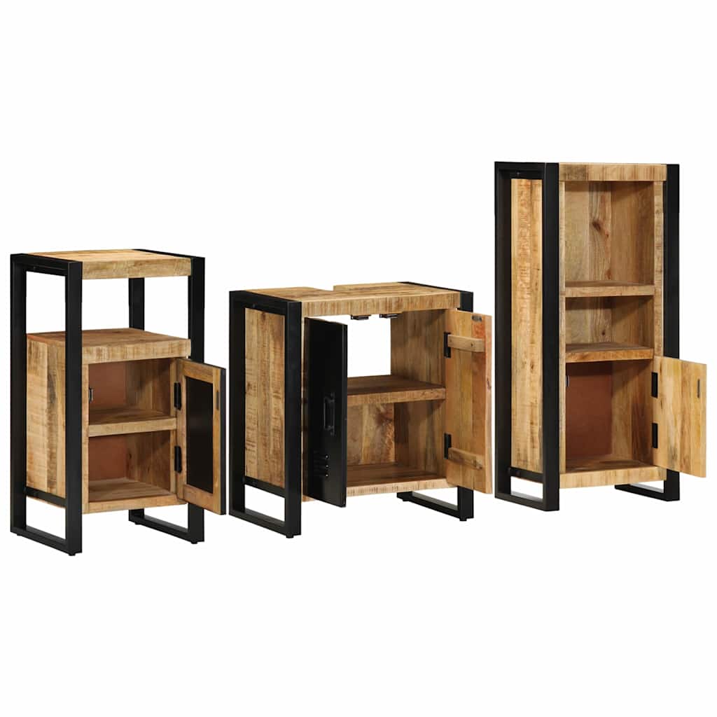 Set di mobili per il bagno 3 pz Marrone e Nero