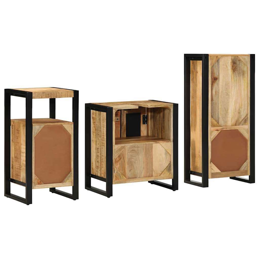 Set di mobili per il bagno 3 pz Marrone e Nero | homemem39
