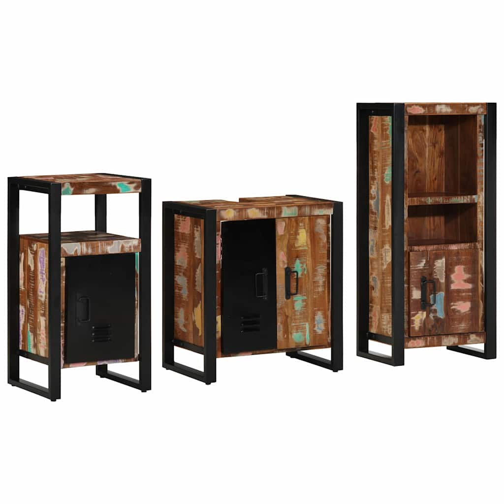 Set di mobili per il bagno 3 pcs Legno Recuperato Massello | homemem39