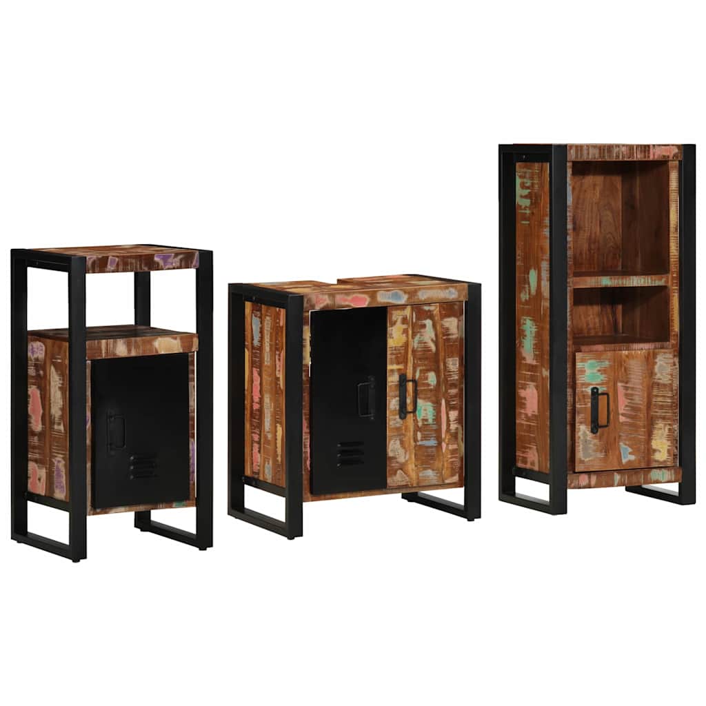 Set di mobili per il bagno 3 pcs Legno Recuperato Massello | homemem39