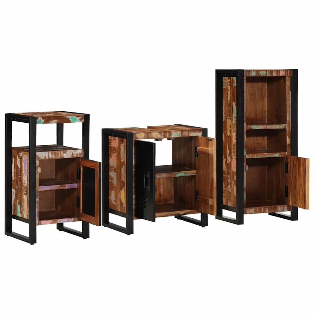 Set di mobili per il bagno 3 pcs Legno Recuperato Massello | homemem39