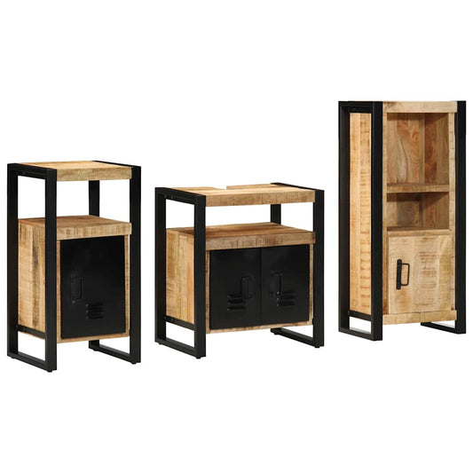 Set di mobili per il bagno 3 pz Marrone e Nero