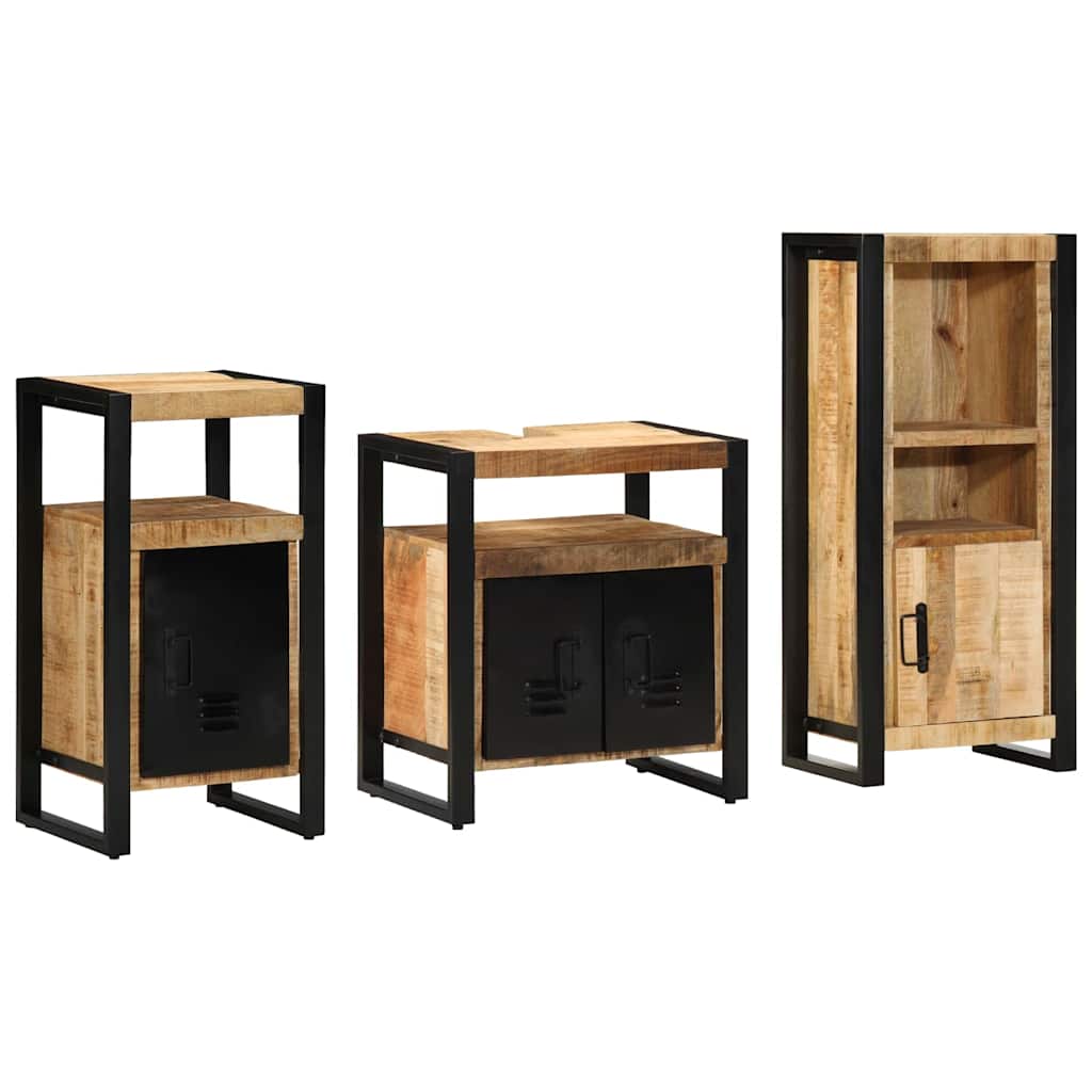 Set di mobili per il bagno 3 pz Marrone e Nero