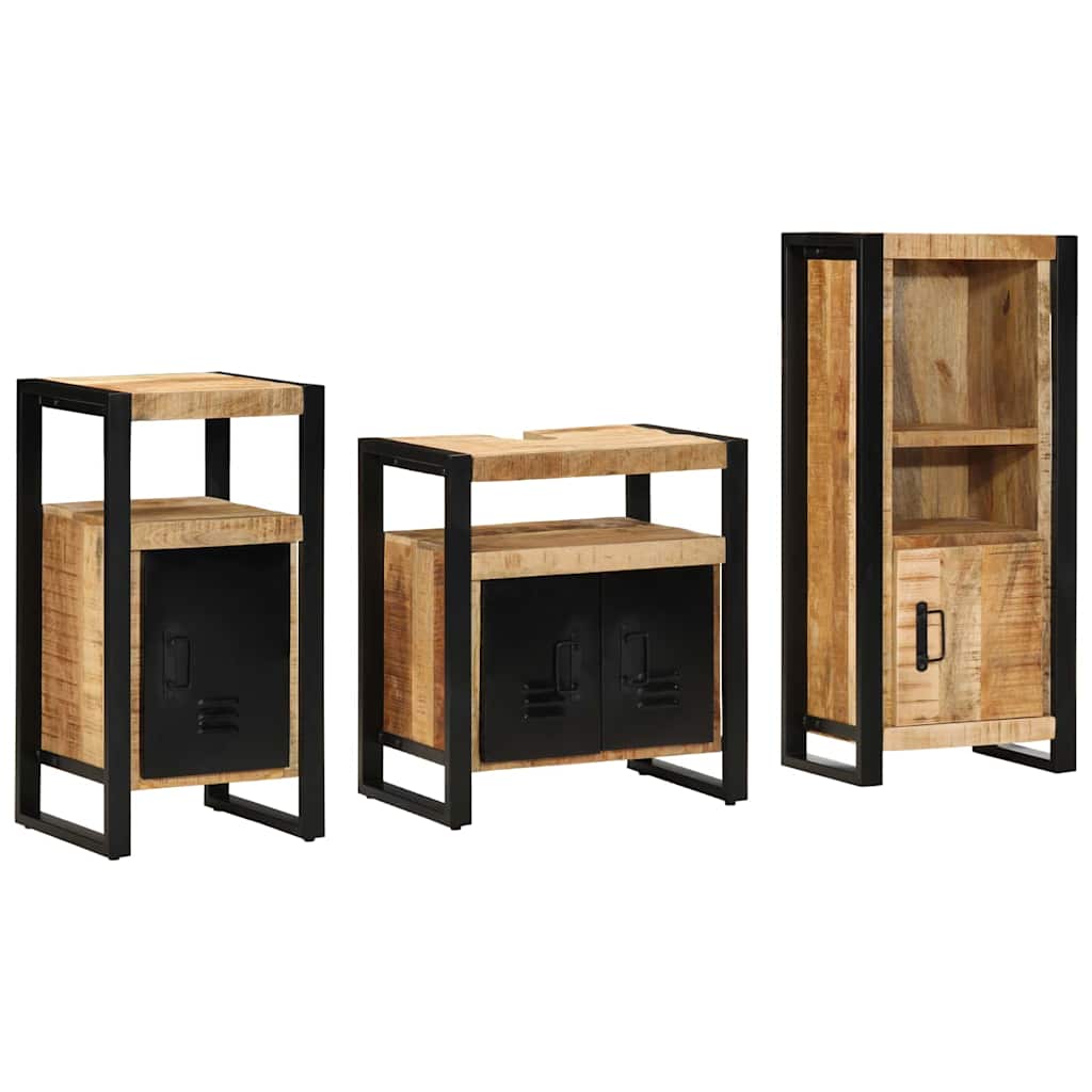 Set di mobili per il bagno 3 pz Marrone e Nero | homemem39