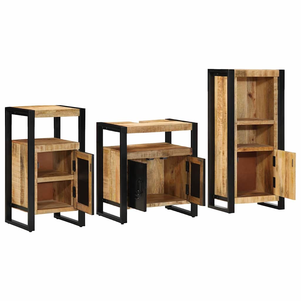 Set di mobili per il bagno 3 pz Marrone e Nero | homemem39