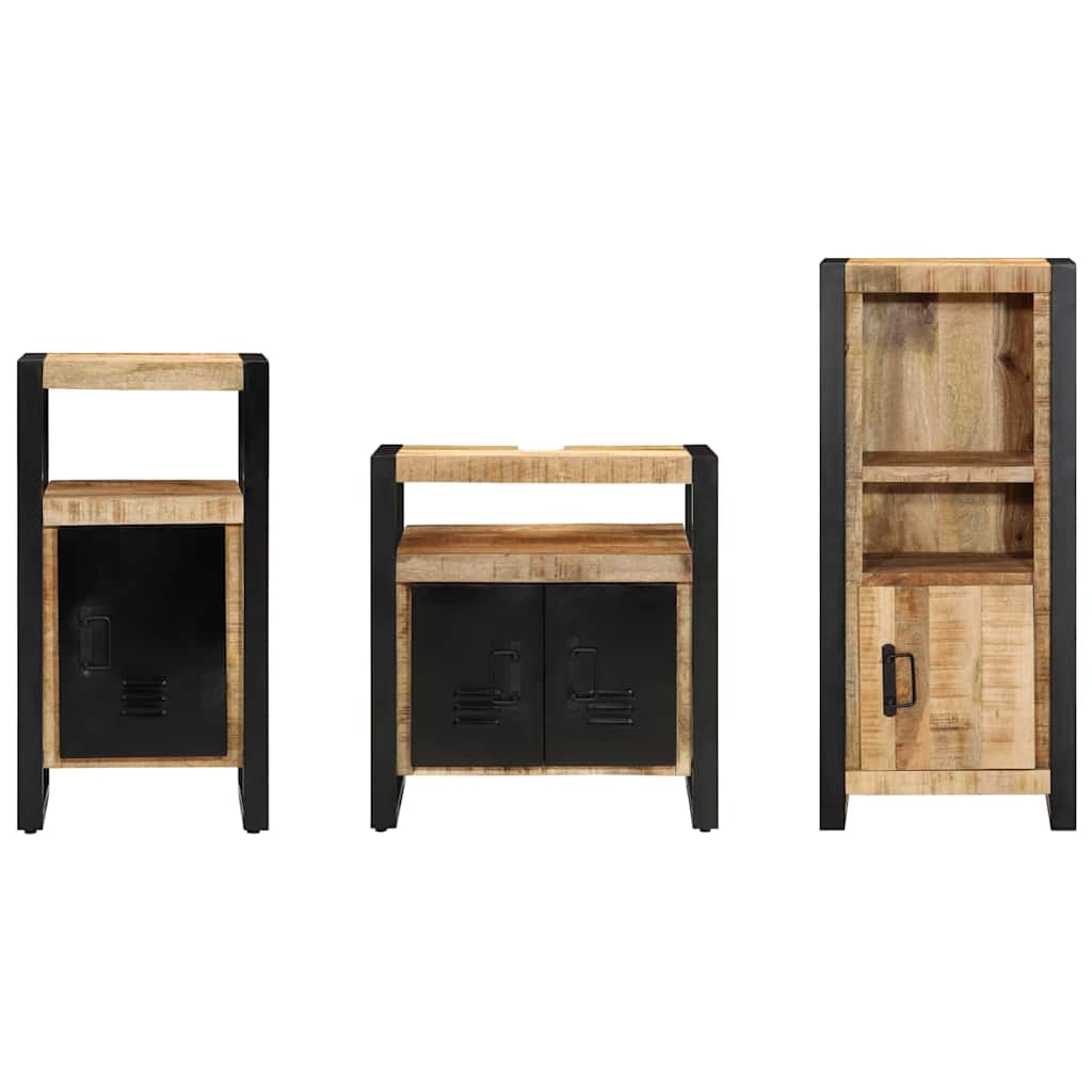 Set di mobili per il bagno 3 pz Marrone e Nero | homemem39