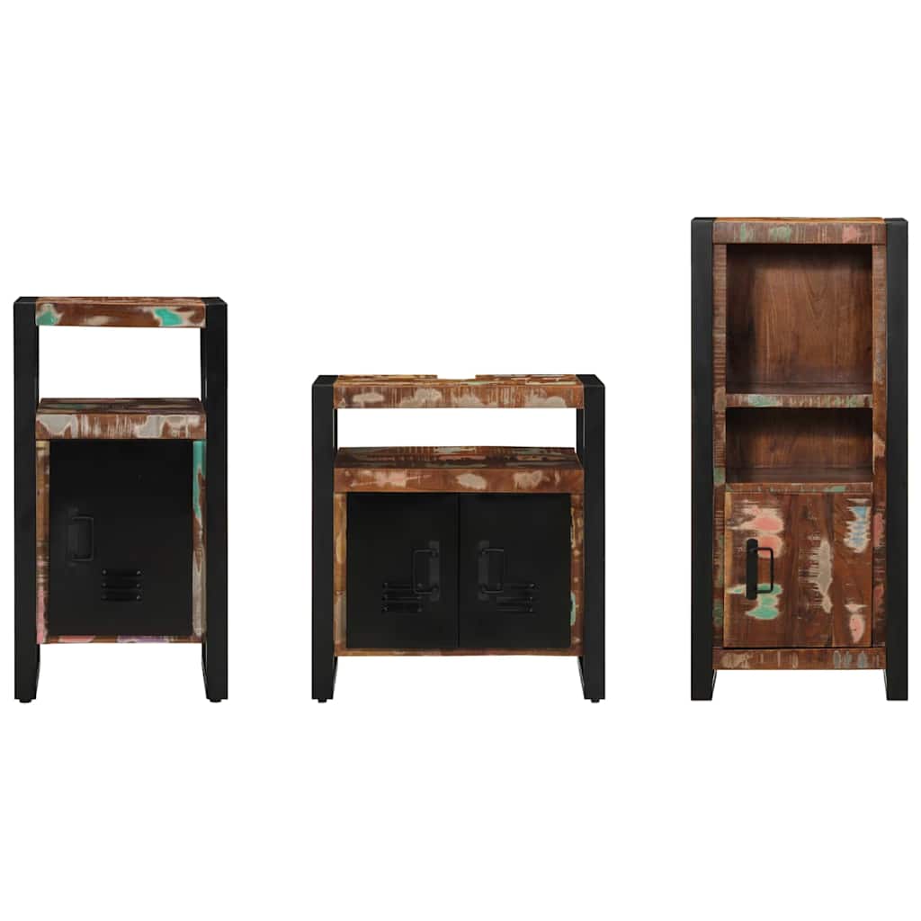 Set di mobili per il bagno 3 pcs Legno Recuperato Massello | homemem39
