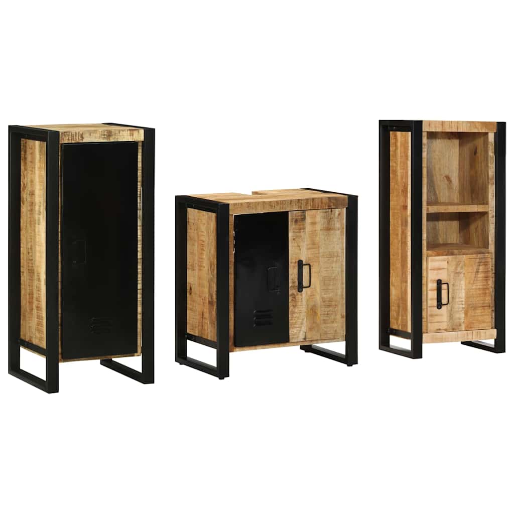 Set di mobili per il bagno 3 pz Marrone e Nero