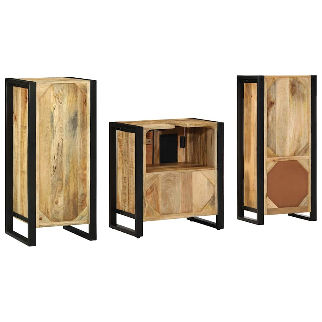 Set di mobili per il bagno 3 pz Marrone e Nero