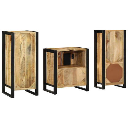 Set di mobili per il bagno 3 pz Marrone e Nero