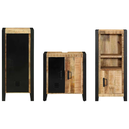 Set di mobili per il bagno 3 pz Marrone e Nero