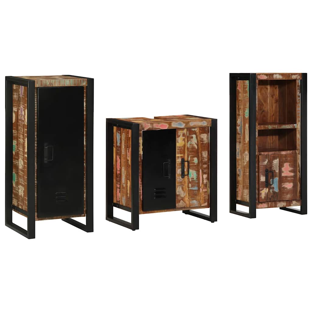 Set di mobili per il bagno 3 pcs Legno Recuperato Massello | homemem39