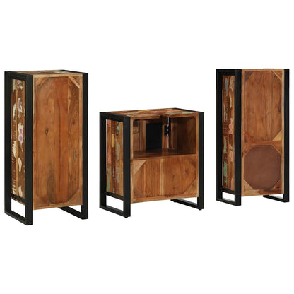 Set di mobili per il bagno 3 pcs Legno Recuperato Massello | homemem39