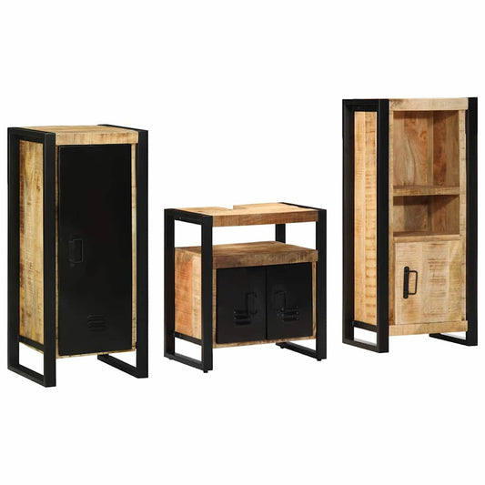 Set di mobili per il bagno 3 pz Marrone e Nero