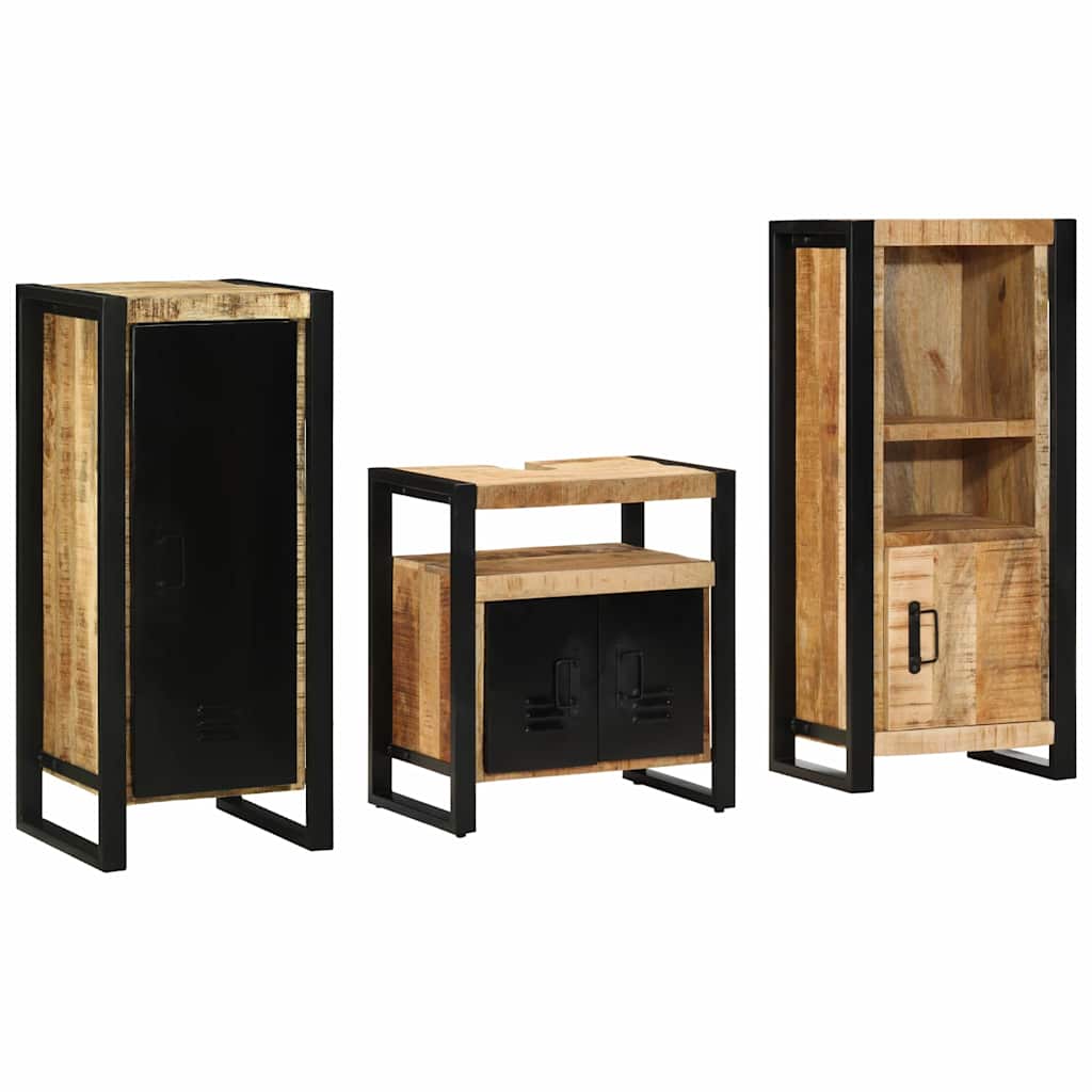 Set di mobili per il bagno 3 pz Marrone e Nero