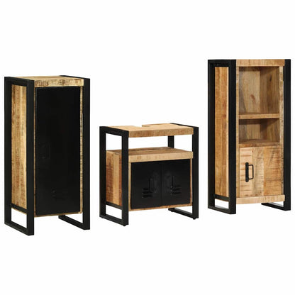 Set di mobili per il bagno 3 pz Marrone e Nero
