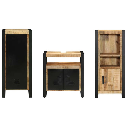 Set di mobili per il bagno 3 pz Marrone e Nero