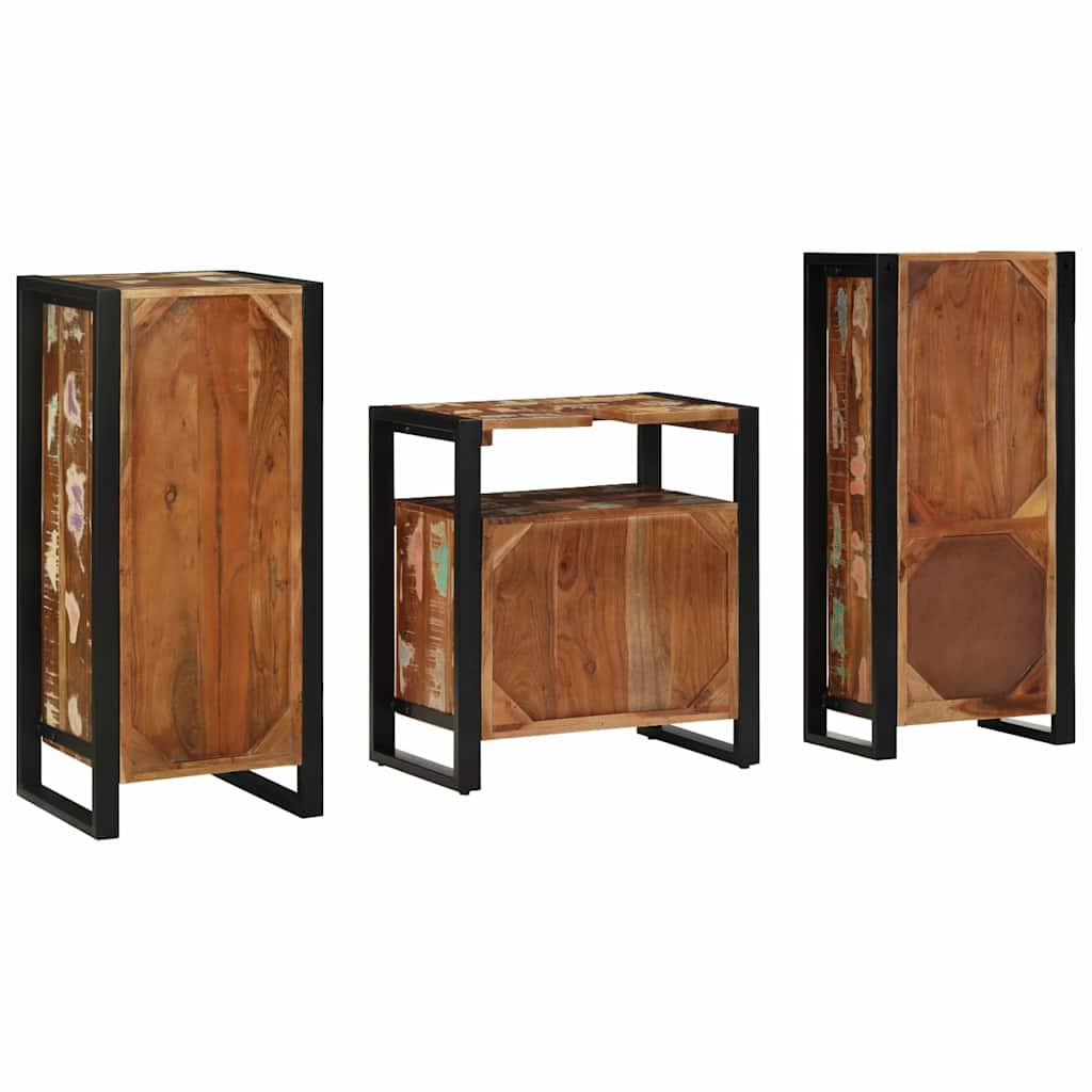 Set di mobili per il bagno 3 pcs Legno Recuperato Massello | homemem39