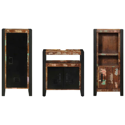 Set di mobili per il bagno 3 pcs Legno Recuperato Massello | homemem39
