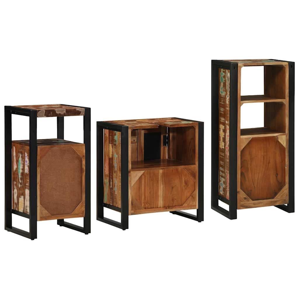 Set di mobili per il bagno 3 pcs Legno Recuperato Massello | homemem39
