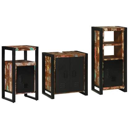 Set di mobili per il bagno 3 pcs Legno Recuperato Massello | homemem39