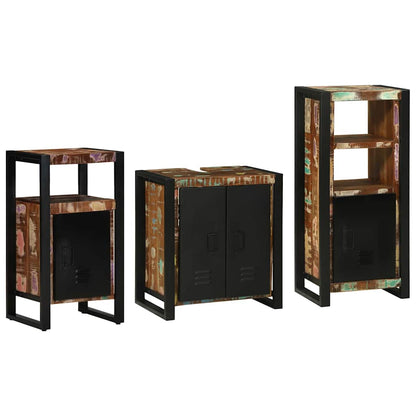 Set di mobili per il bagno 3 pcs Legno Recuperato Massello | homemem39