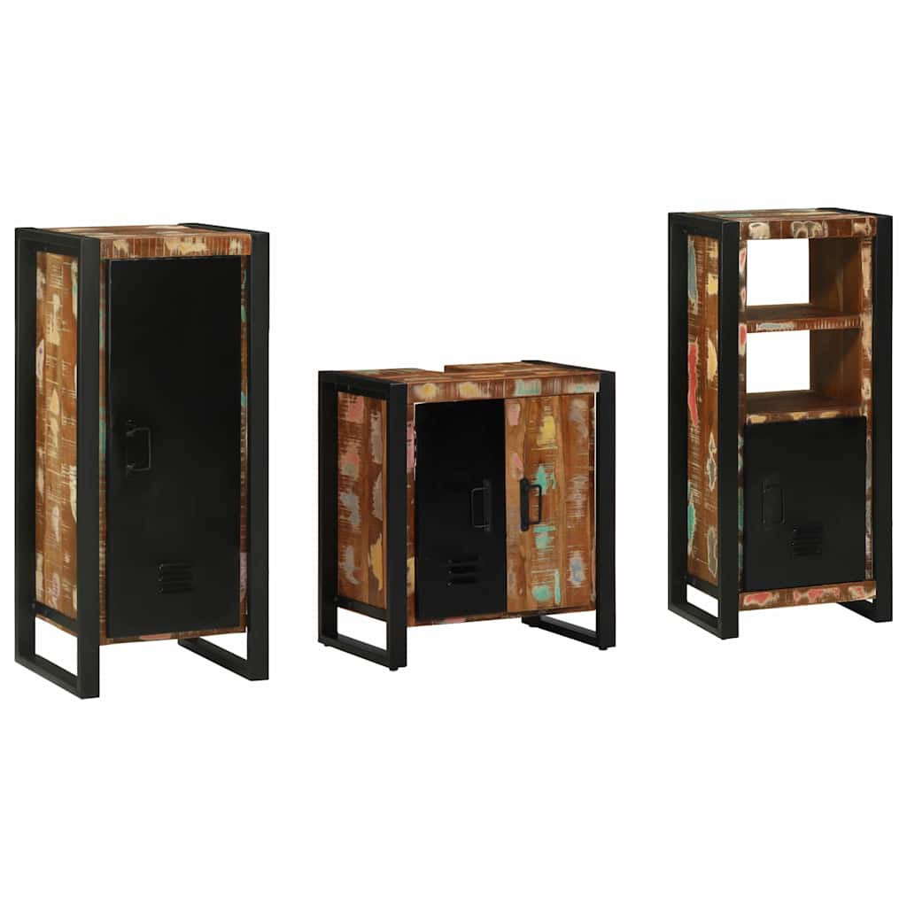 Set di mobili per il bagno 3 pcs Legno Recuperato Massello | homemem39