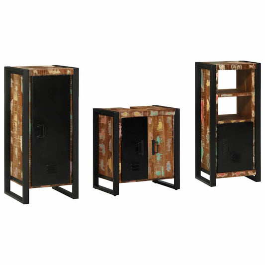 Set di mobili per il bagno 3 pcs Legno Recuperato Massello | homemem39