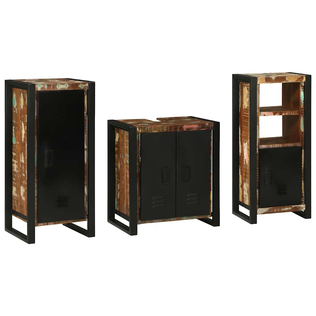 Set di mobili per il bagno 3 pcs Legno Recuperato Massello | homemem39