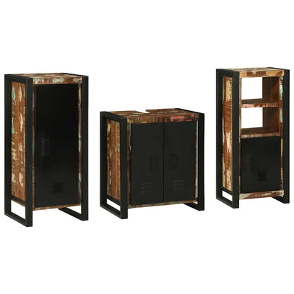 Set di mobili per il bagno 3 pcs Legno Recuperato Massello | homemem39