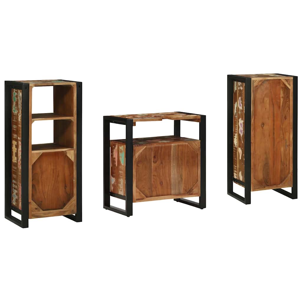 Set di mobili per il bagno 3 pcs Legno Recuperato Massello | homemem39