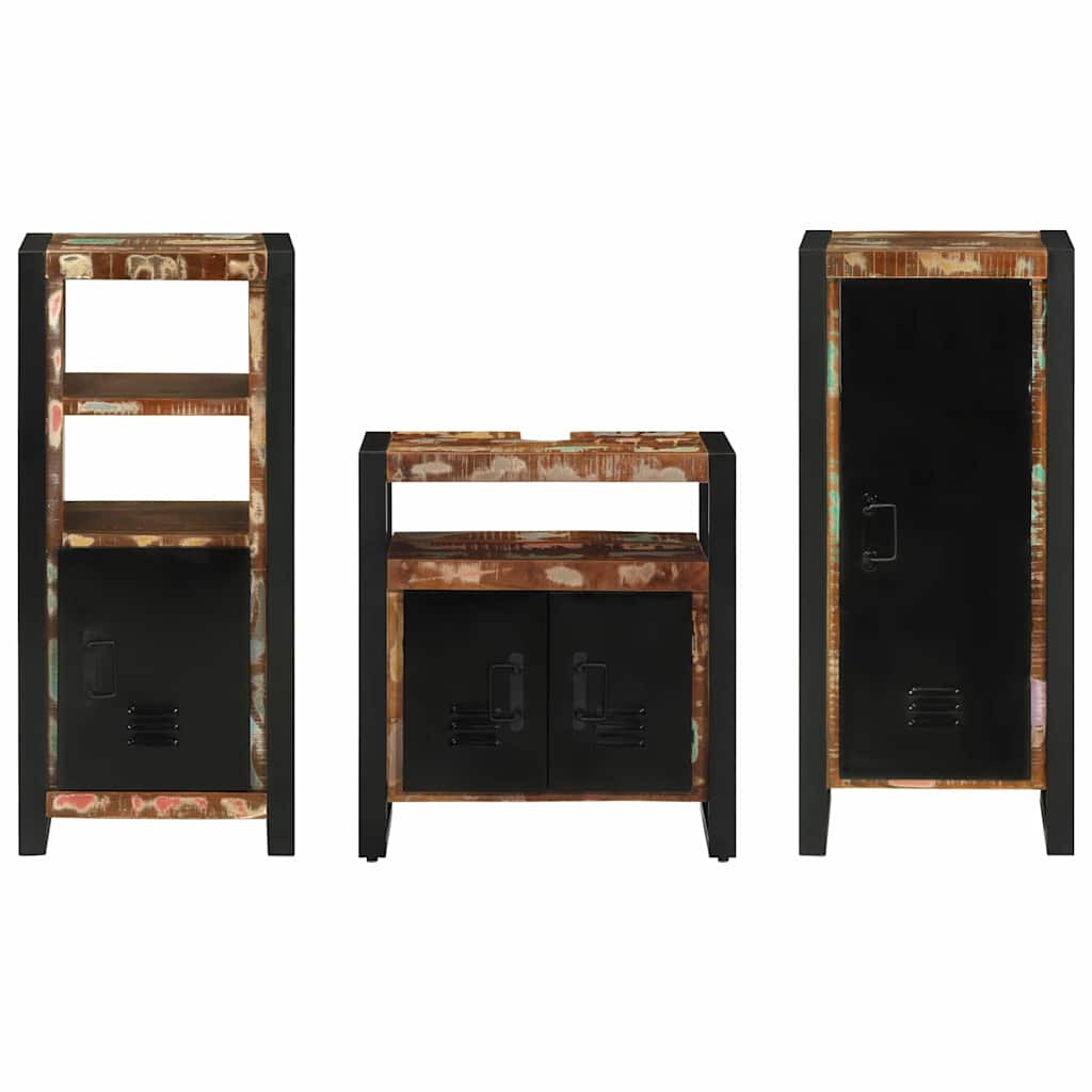 Set di mobili per il bagno 3 pcs Legno Recuperato Massello | homemem39