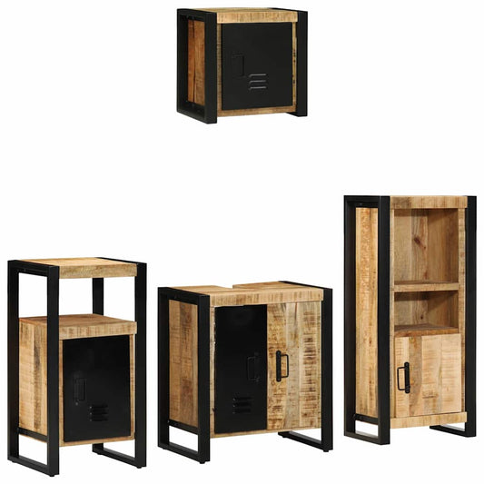 Set di mobili per il bagno 4 pz Marrone e Nero 55 x 35 x 60 cm