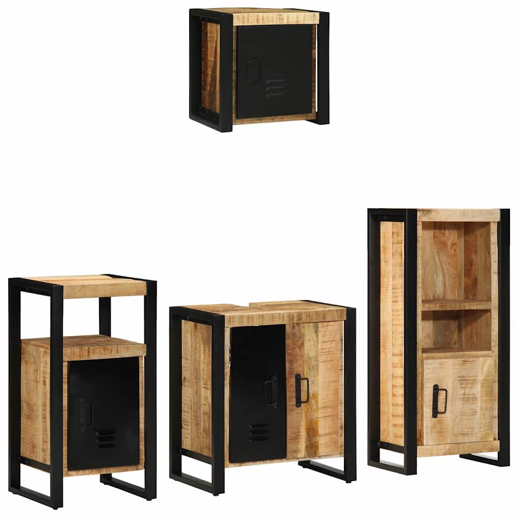 Set di mobili per il bagno 4 pz Marrone e Nero 55 x 35 x 60 cm