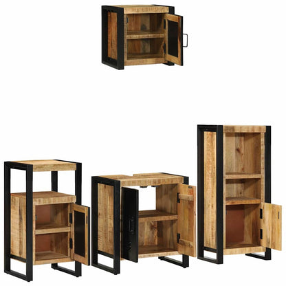 Set di mobili per il bagno 4 pz Marrone e Nero 55 x 35 x 60 cm