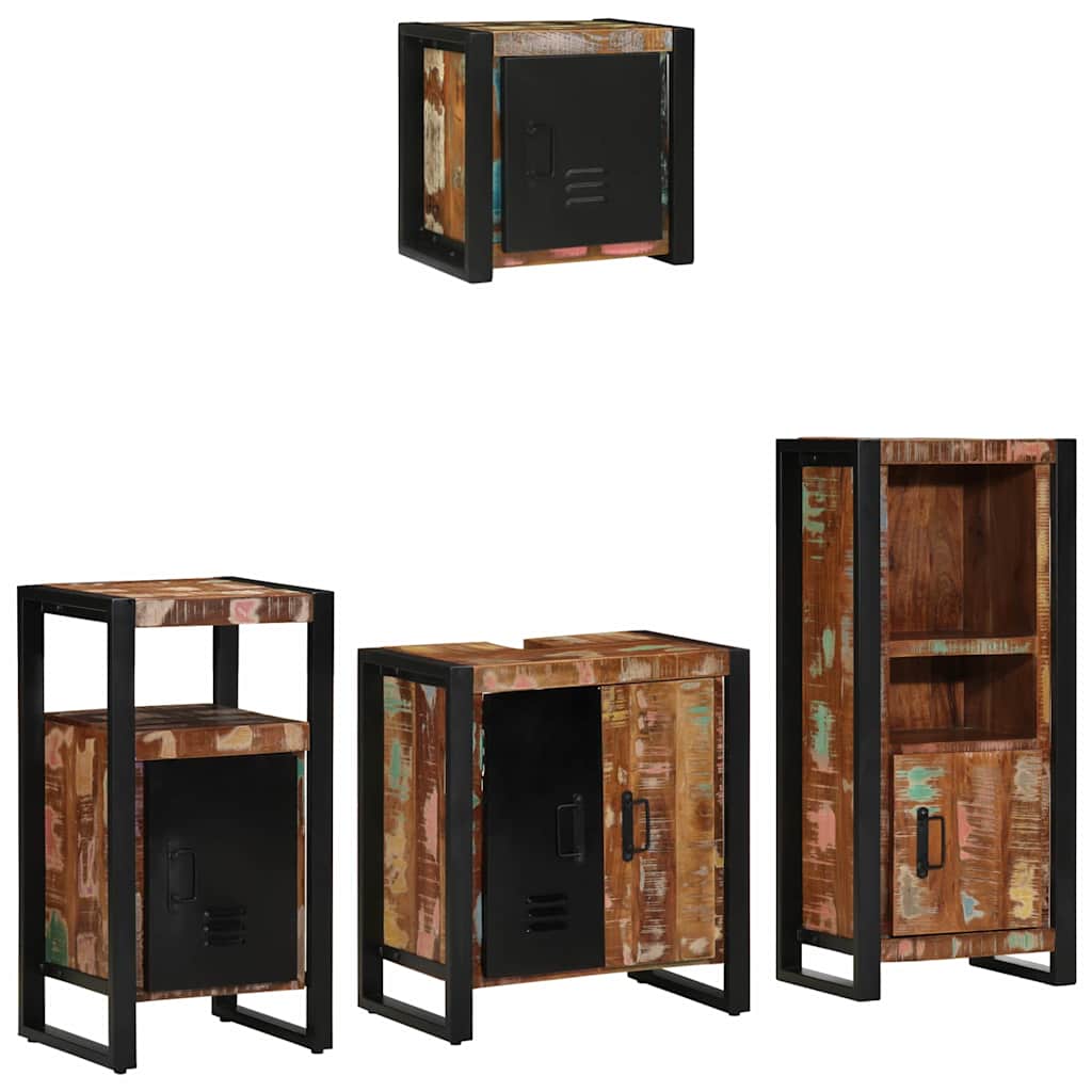 Set di mobili per il bagno 4 pcs Legno Recuperato Massello | homemem39